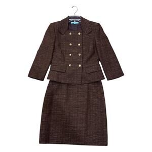 Size 4 Brown Antonio Melani Skirt Suit 40s vibes
